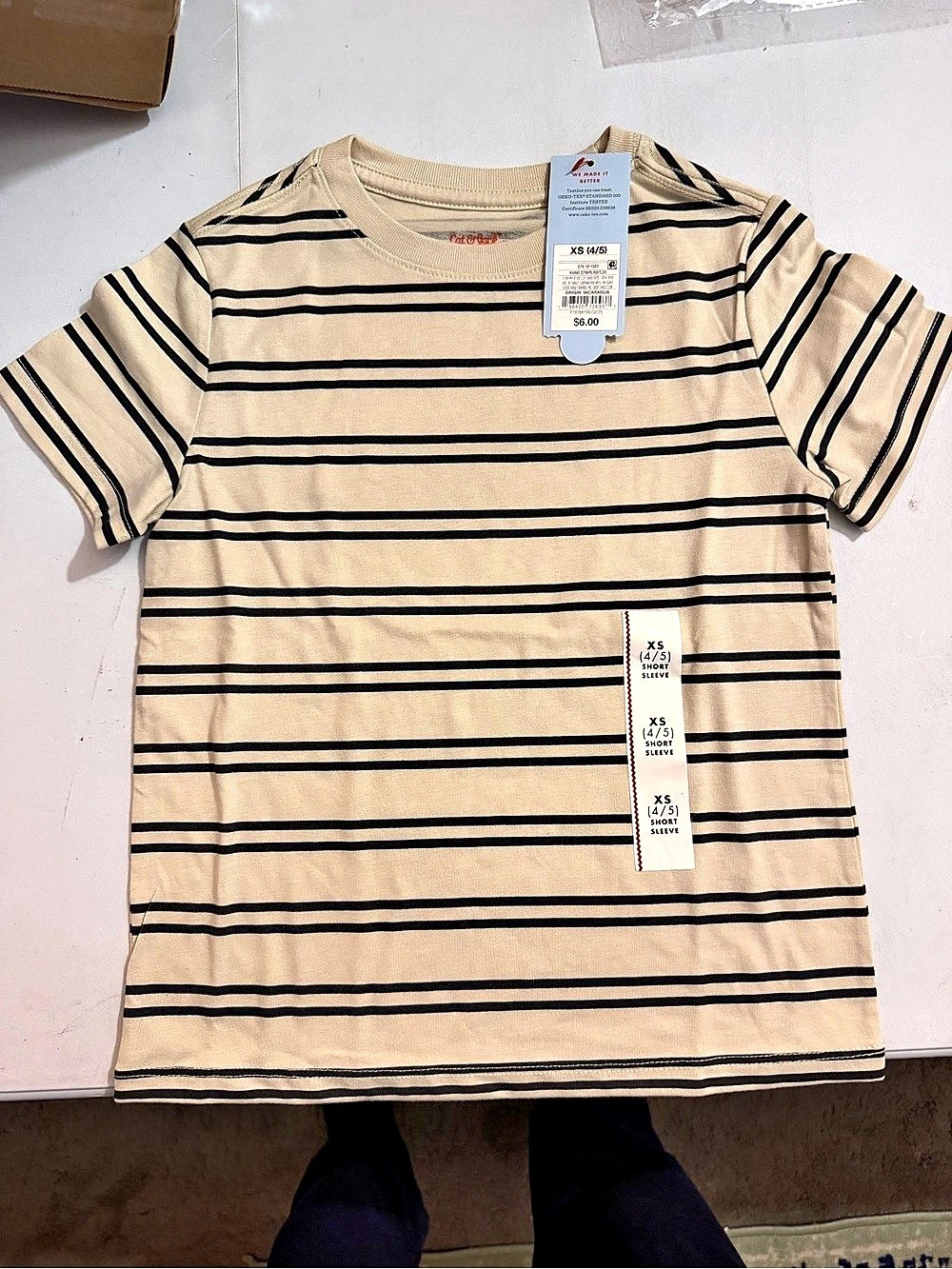 Cat and Jack Striped Short Sleeve Tee Size XS NWT